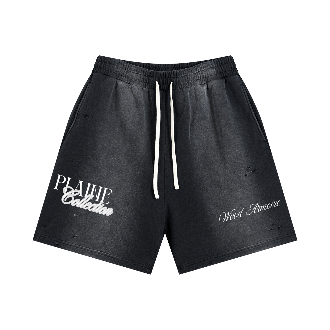 The "PLAINE Collection" Sun Fade Distressed Shorts by WoodArmoire